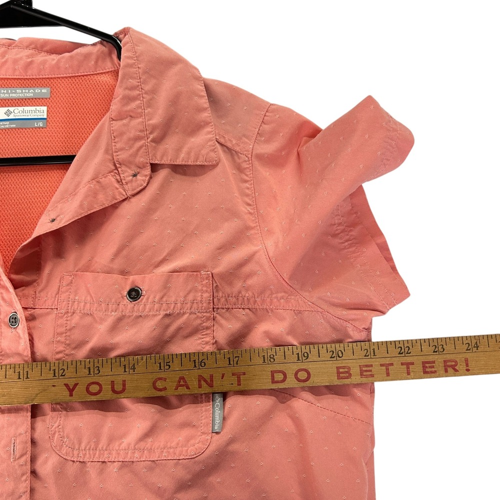 Columbia Omni Shade Sun Protection Shirt Womens L Coral Hiking Fishing Gorpcore - Picture 9 of 10